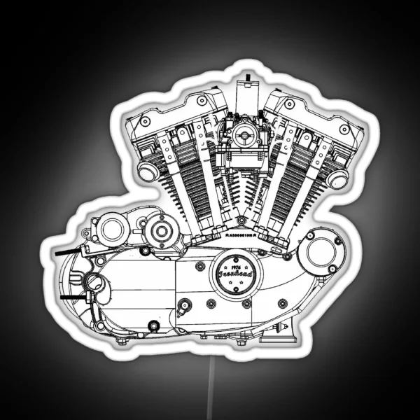 Ironhead Sportster Diagram Black And White RGB Neon Sign