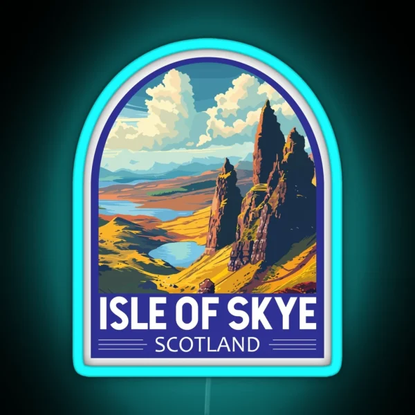 Isle Of Skye Scotland Travel Art Emblem RGB Neon Sign