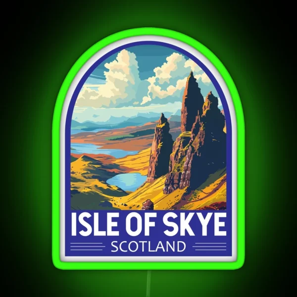Isle Of Skye Scotland Travel Art Emblem RGB Neon Sign