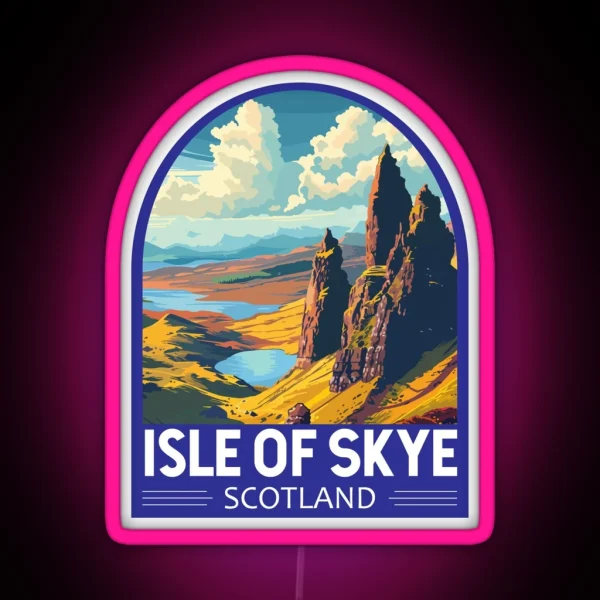 Isle Of Skye Scotland Travel Art Emblem RGB Neon Sign