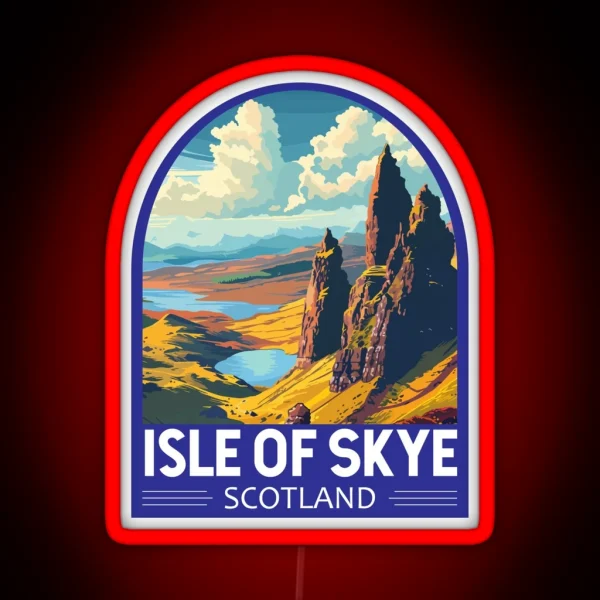 Isle Of Skye Scotland Travel Art Emblem RGB Neon Sign