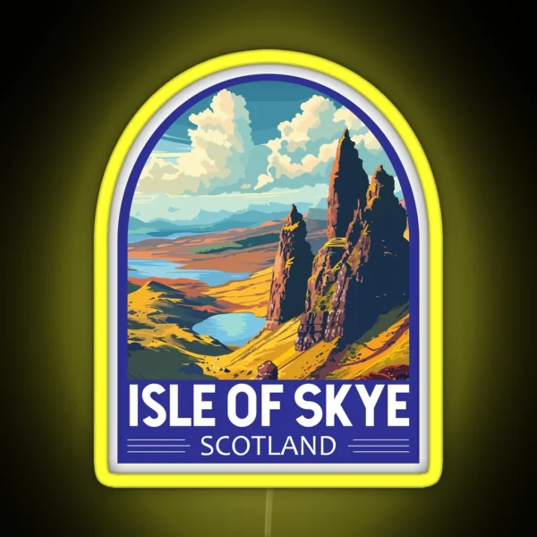 Isle Of Skye Scotland Travel Art Emblem RGB Neon Sign