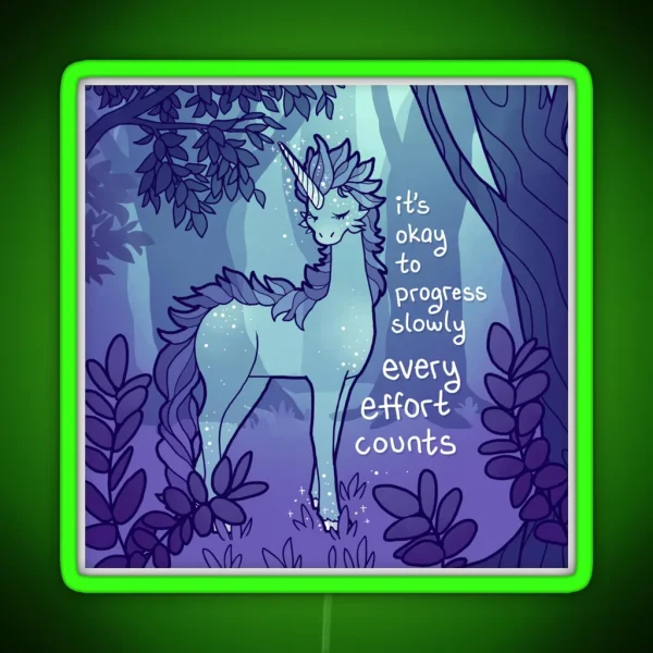 It S Okay To Progress Slowly Spirit Kirin In Forest RGB Neon Sign