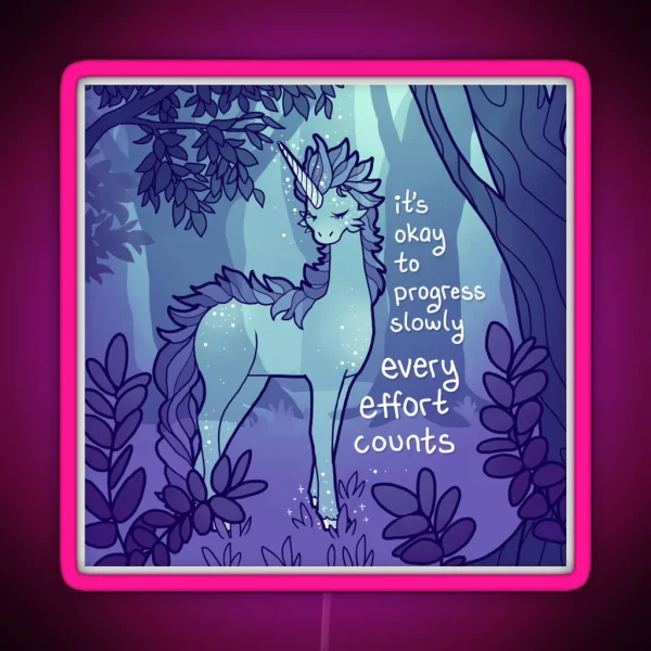 It S Okay To Progress Slowly Spirit Kirin In Forest RGB Neon Sign