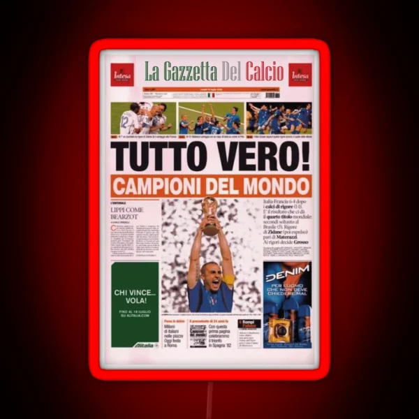 Italia Campioni Del Mondo RGB Neon Sign
