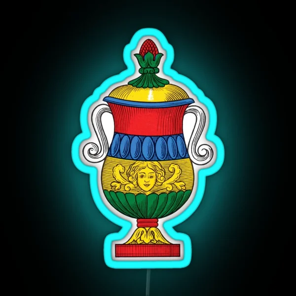 Italian Ace Of Cups Scopa Briscola Card RGB Neon Sign
