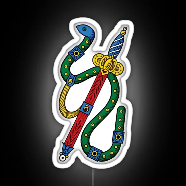 Italian Ace Of Swords Scopa Briscola Card RGB Neon Sign
