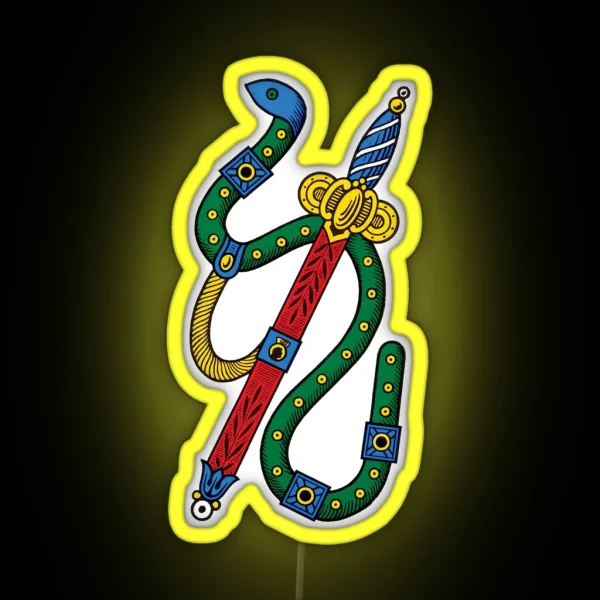 Italian Ace Of Swords Scopa Briscola Card RGB Neon Sign