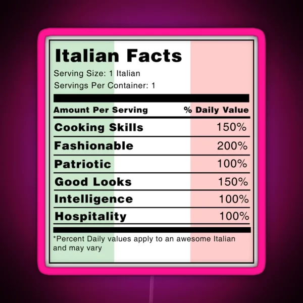 Italian Facts RGB Neon Sign