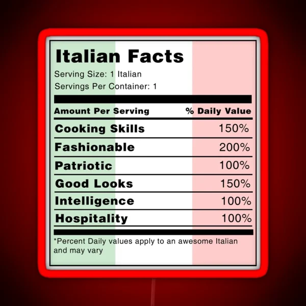 Italian Facts RGB Neon Sign