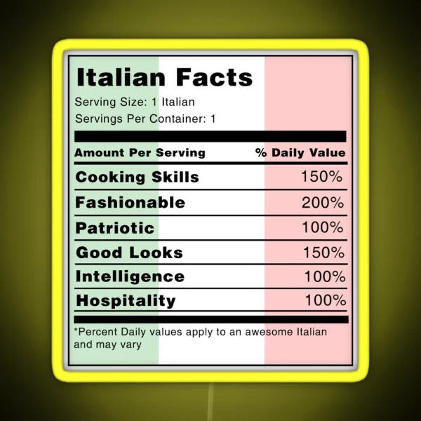 Italian Facts RGB Neon Sign