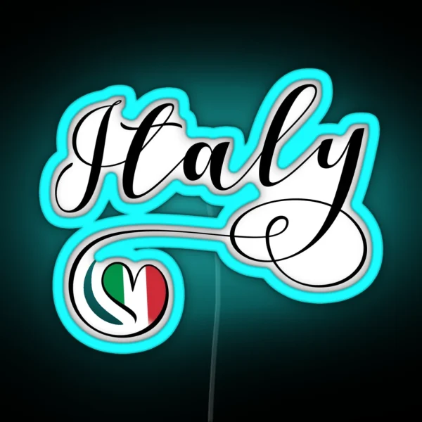 Italy Heart Flag Italia Italian Republic Repubblica RGB Neon Sign