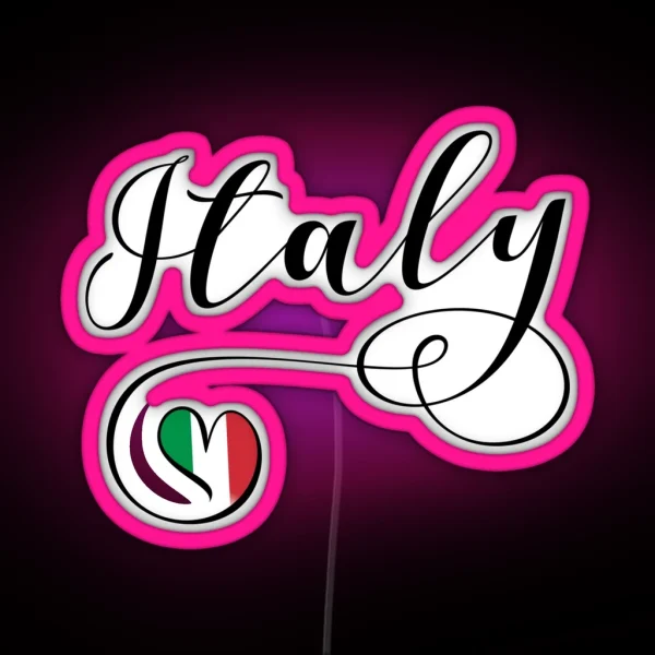 Italy Heart Flag Italia Italian Republic Repubblica RGB Neon Sign