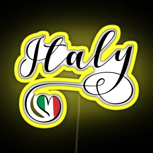 Italy Heart Flag Italia Italian Republic Repubblica RGB Neon Sign