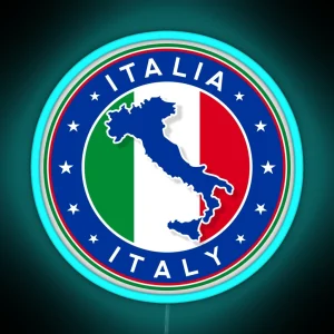 Italy Italia With Map Of Italy RGB Neon Sign