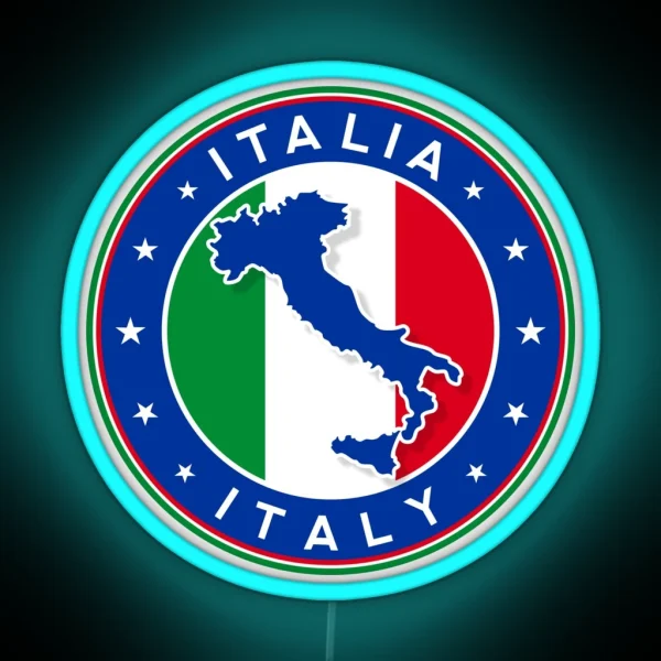 Italy Italia With Map Of Italy RGB Neon Sign