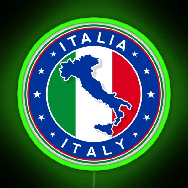 Italy Italia With Map Of Italy RGB Neon Sign