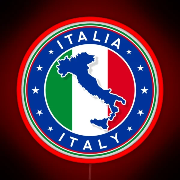 Italy Italia With Map Of Italy RGB Neon Sign