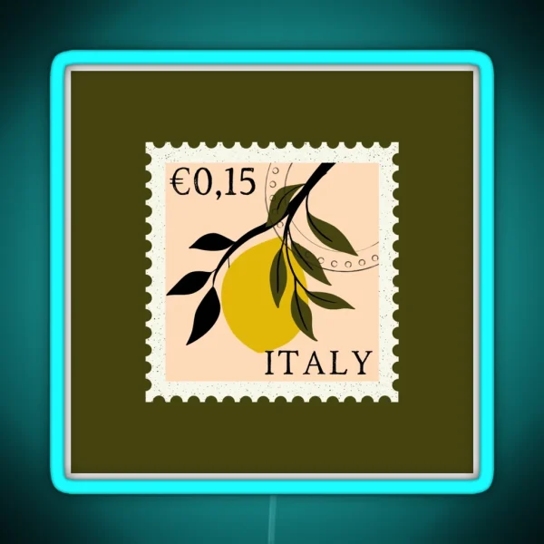 Italy Vintage Postage Stamp RGB Neon Sign