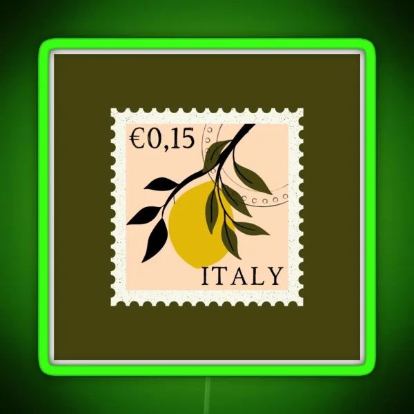 Italy Vintage Postage Stamp RGB Neon Sign