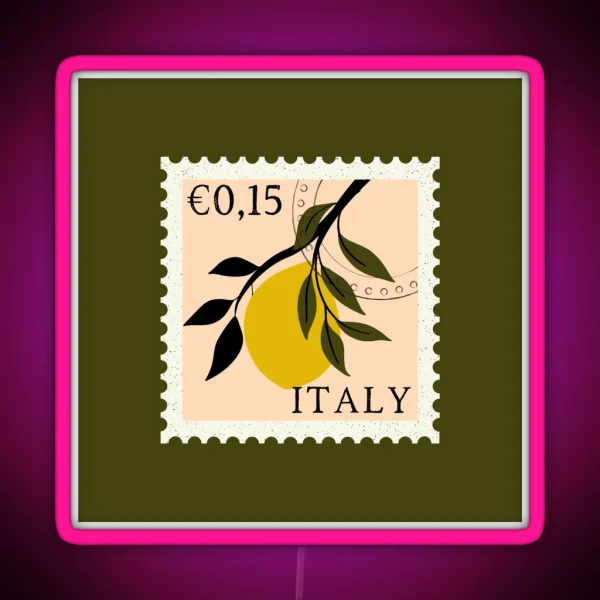 Italy Vintage Postage Stamp RGB Neon Sign