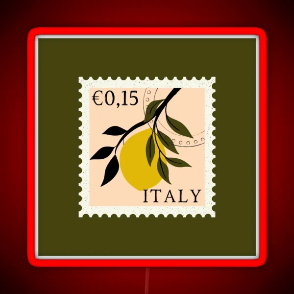 Italy Vintage Postage Stamp RGB Neon Sign