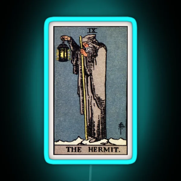 IX The Hermit Tarot Card RGB Neon Sign