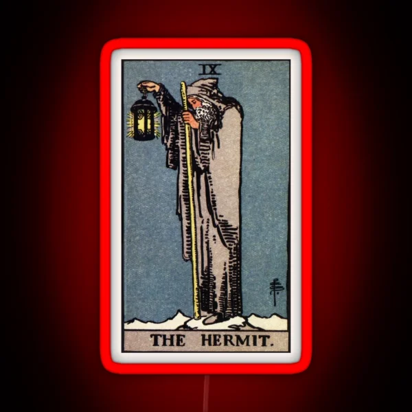 IX The Hermit Tarot Card RGB Neon Sign