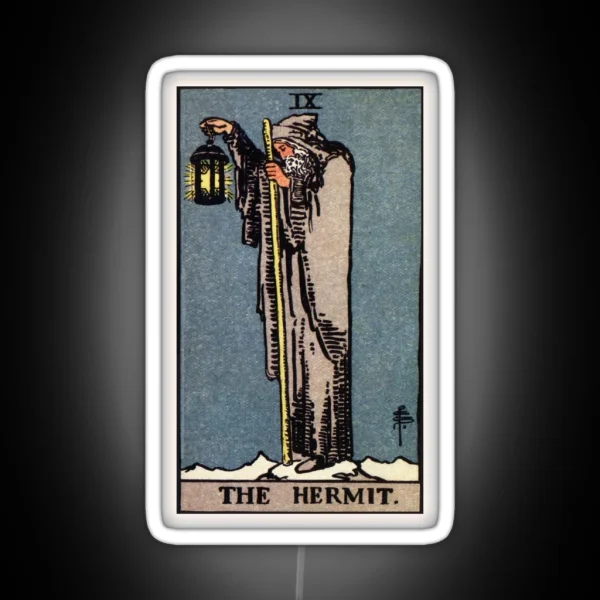 IX The Hermit Tarot Card RGB Neon Sign