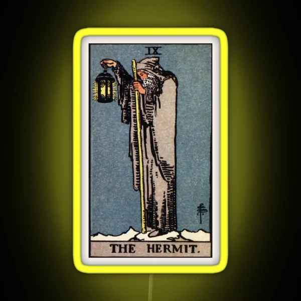 IX The Hermit Tarot Card RGB Neon Sign
