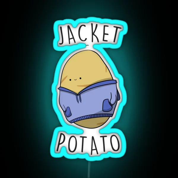 Jacket Potato Cute Funny Vegetable Drawing RGB Neon Sign
