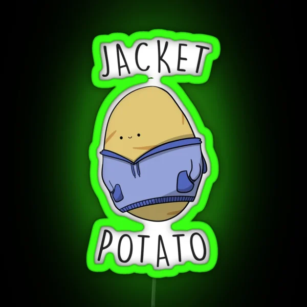 Jacket Potato Cute Funny Vegetable Drawing RGB Neon Sign