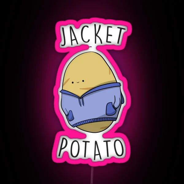 Jacket Potato Cute Funny Vegetable Drawing RGB Neon Sign