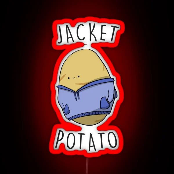 Jacket Potato Cute Funny Vegetable Drawing RGB Neon Sign