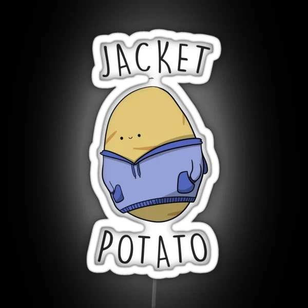 Jacket Potato Cute Funny Vegetable Drawing RGB Neon Sign