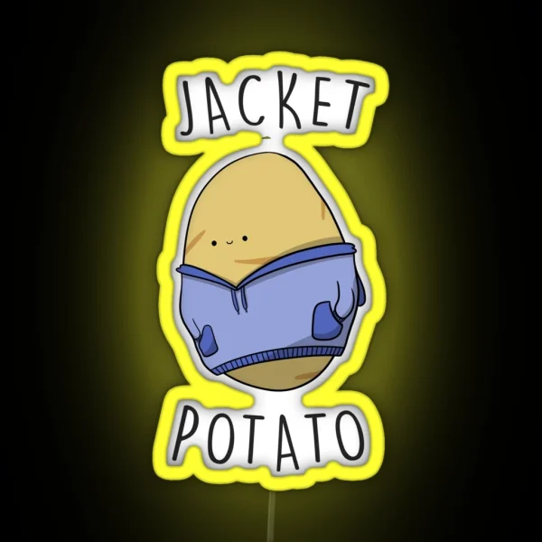 Jacket Potato Cute Funny Vegetable Drawing RGB Neon Sign
