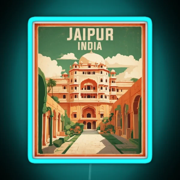 Jaipur India Vintage Travel Tourism RGB Neon Sign
