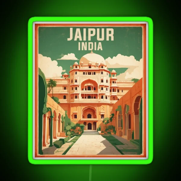 Jaipur India Vintage Travel Tourism RGB Neon Sign