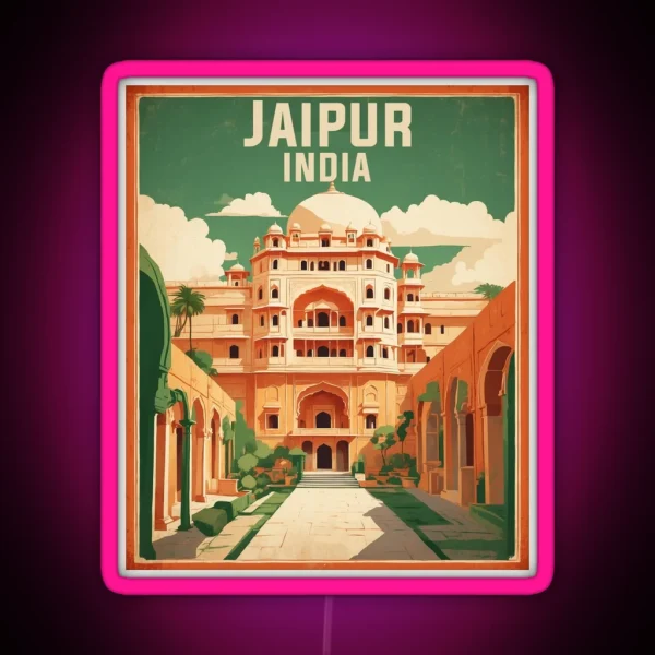 Jaipur India Vintage Travel Tourism RGB Neon Sign