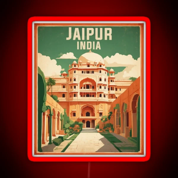 Jaipur India Vintage Travel Tourism RGB Neon Sign