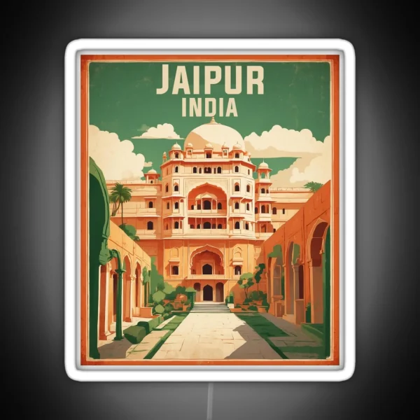Jaipur India Vintage Travel Tourism RGB Neon Sign