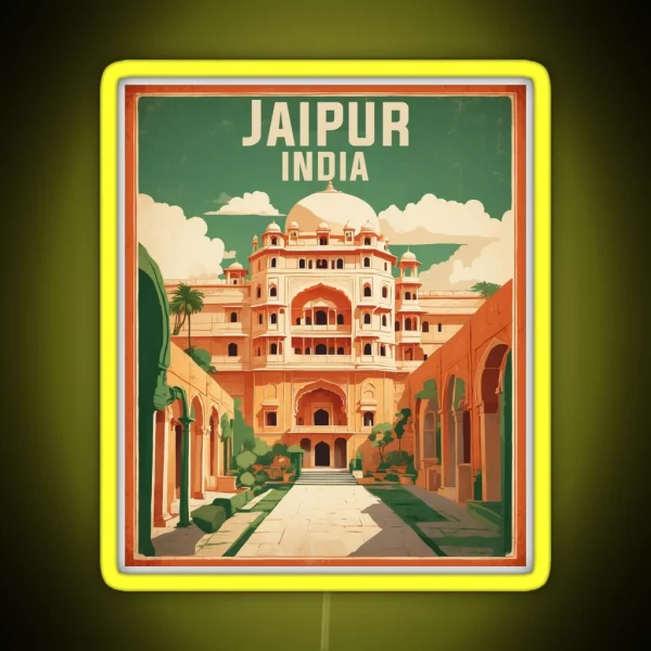 Jaipur India Vintage Travel Tourism RGB Neon Sign