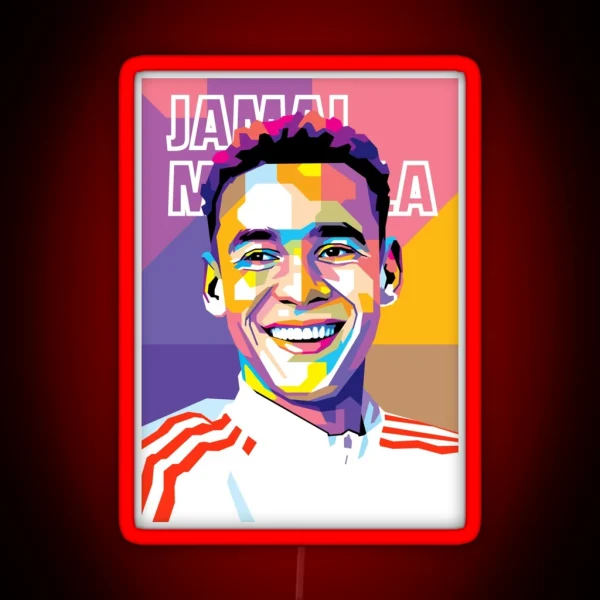 Jamal Musiala In WPAP Style RGB Neon Sign