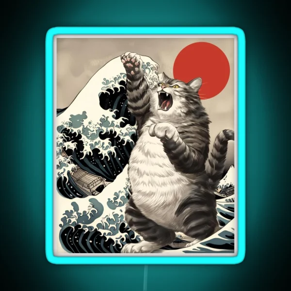 Japanese Catzilla Cat RGB Neon Sign