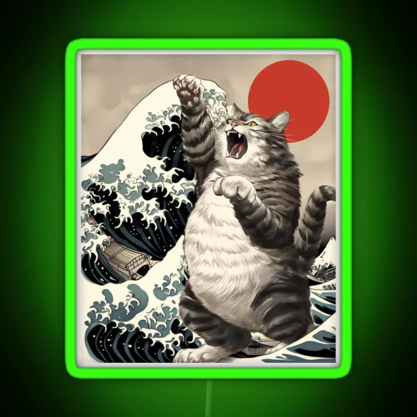 Japanese Catzilla Cat RGB Neon Sign