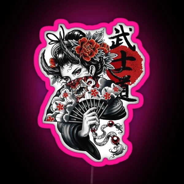 Japanese Geisha Girl Vaporwave Cyberpunk Popart Urban Style RGB Neon Sign