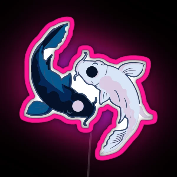 Japanese Koi Fishes Minimal Japan Aesthetic Yin Blossom RGB Neon Sign