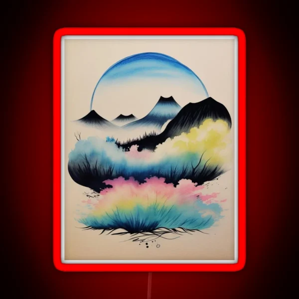 Japanese Mountain Scene RGB Neon Sign
