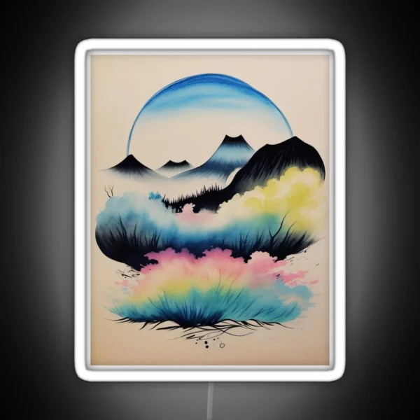 Japanese Mountain Scene RGB Neon Sign