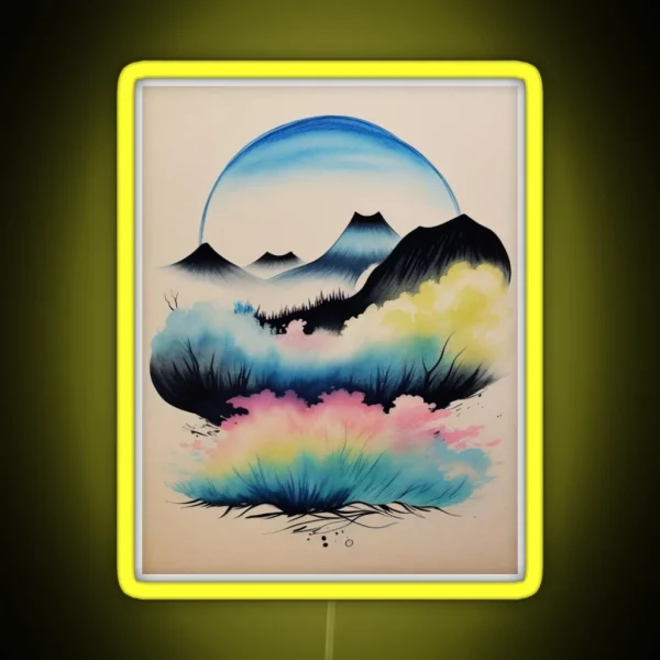 Japanese Mountain Scene RGB Neon Sign